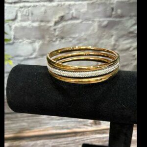 Swarovski Paste Diamonte Rose Gold Plated Hinged MpBangle Bracelet ITM657